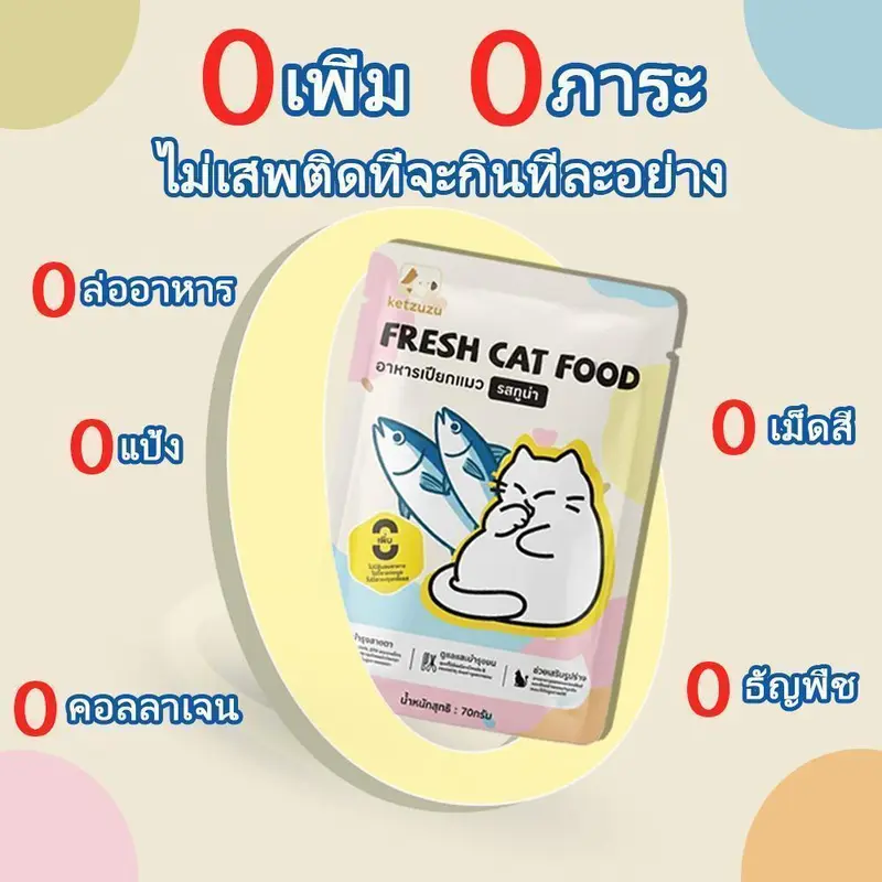 70G*12แพ็ค อาหารเปียกแมว เนื้อสัตว์แท้ โปรตีนสูง… - ภาพที่ 5