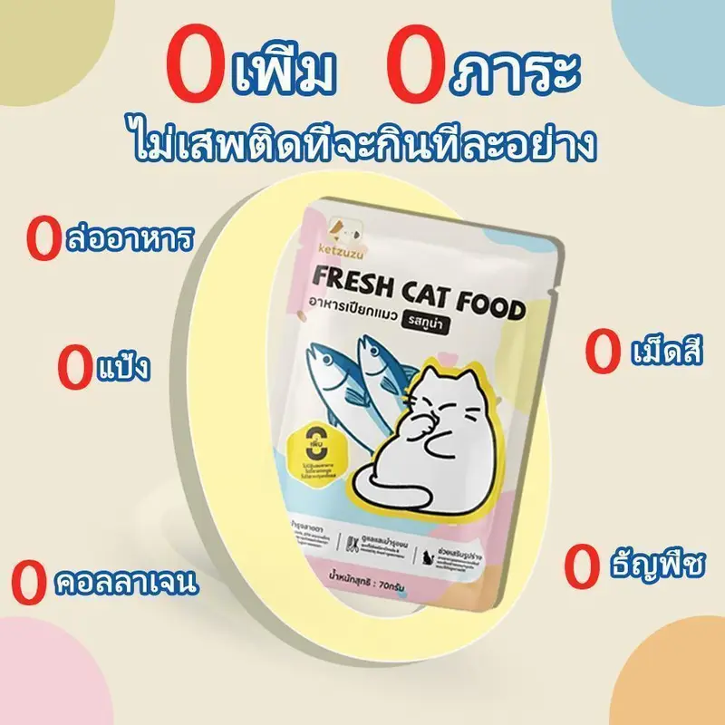 70G*12แพ็ค อาหารเปียกแมว เนื้อสัตว์แท้ โปรตีนสูง… - ภาพที่ 5