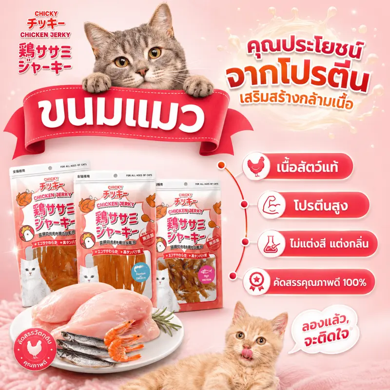 Chicky 30-45 กรัม ขนมแมว ปลา โปรตีนจากไก่… - ภาพที่ 3