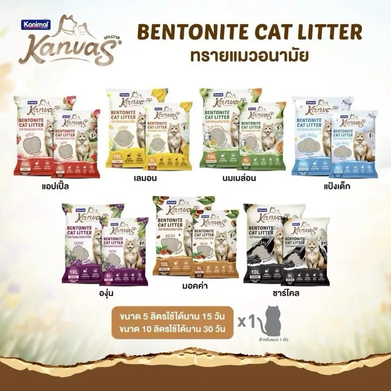 Kanimal Kanvas Cat Litter 10L ยกกระสอบ 3 ถุง กลิ่นหอม… - ภาพที่ 3