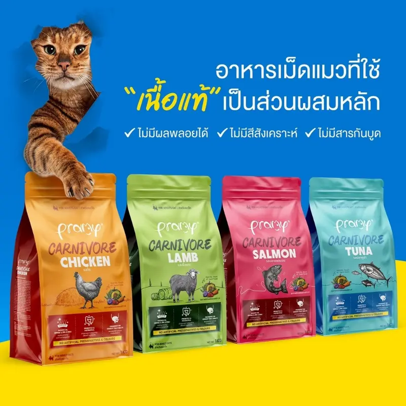 Pramy Carnivore อาหารเม็ดแมวพรามี่ สูตรเน้นเนื้อแท้… Pramy Carnivore อาหารเม็ดแมวพรามี่ สูตรเน้นเนื้อแท้…